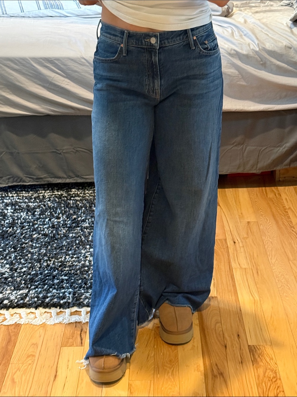 Mother Wide Leg Women's Jeans in Dark Blue